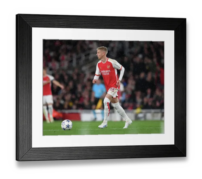 Framed Print : Champions League Showdown: Zinchenko's Standout Performance - Arsenal vs. PSV Eindhoven (2023-24)