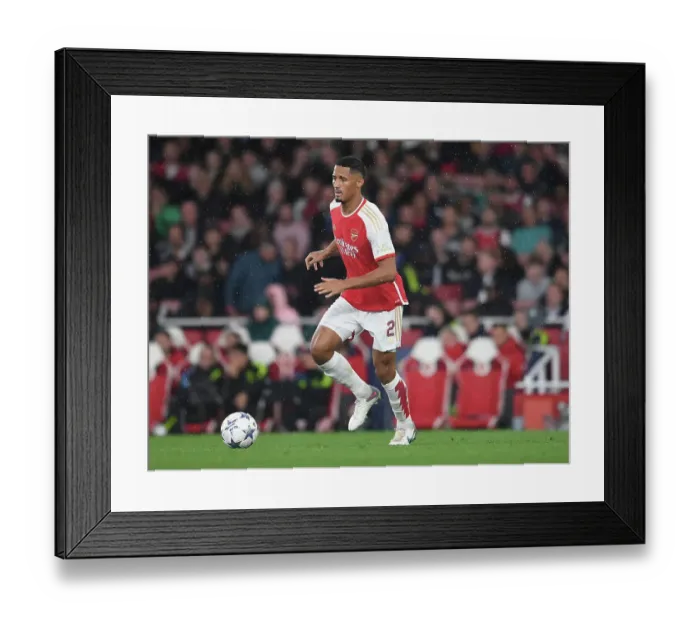 Framed Print : William Saliba's Brilliant Debut: Arsenal's Victory over PSV Eindhoven in the Champions League (2023-24)