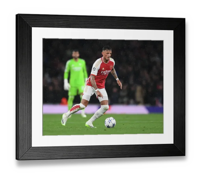 Framed Print : Arsenal's Ben White Stars in Champs League Victory over PSV Eindhoven (2023 / 24) Framed Print : Arsenal's Ben White Stars in Champs League Victory over PSV Eindhoven (2023 / 24)