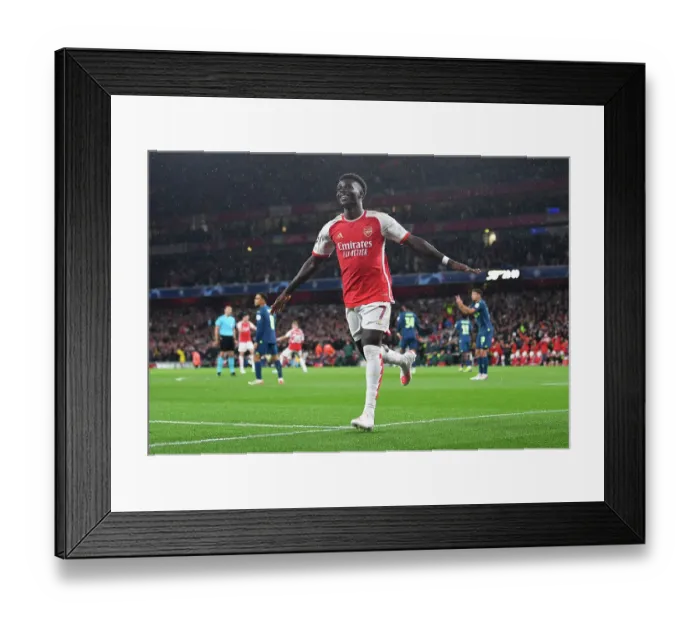 Framed Print : Bukayo Saka Scores First Arsenal Goal: Arsenal 1-0 PSV Eindhoven, UEFA Champions League 2023 / 24 Framed Print : Bukayo Saka Scores First Arsenal Goal: Arsenal 1-0 PSV Eindhoven, UEFA Champions League 2023 / 24