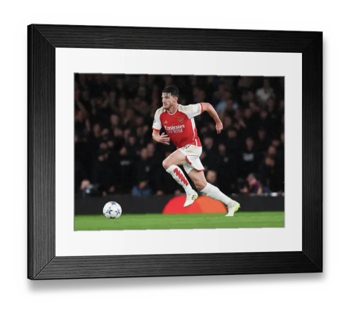 Framed Print : Declan Rice's Standout Performance: Arsenal Tops PSV Eindhoven in UEFA Champions League (2023-24)