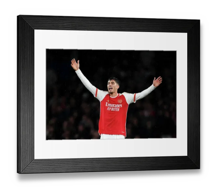 Framed Print : Arsenal's Kai Havertz: Euphoric Reaction After Scoring the Winner Against PSV Eindhoven in the 2023-24 UEFA Champions League Framed Print : Arsenal's Kai Havertz: Euphoric Reaction After Scoring the Winner Against PSV Eindhoven in the 2023-24 UEFA Champions League