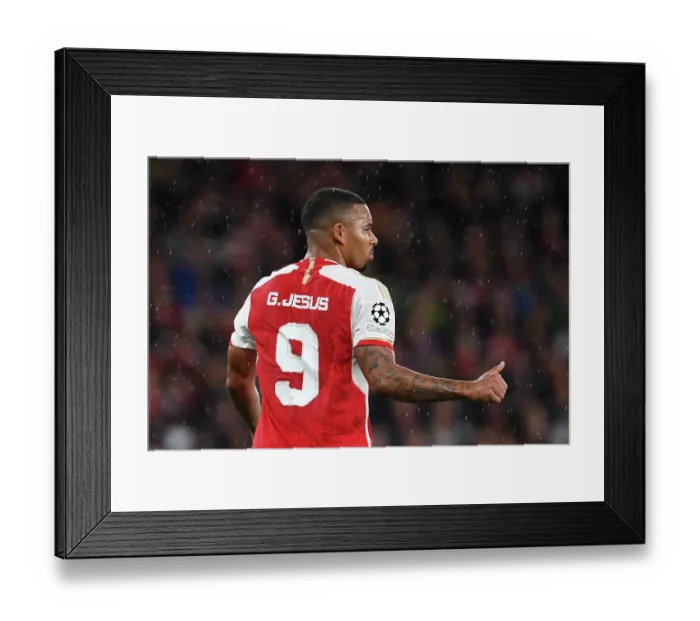 Framed Print : Arsenal's Gabriel Jesus Faces Off Against PSV Eindhoven in Champions League Showdown Framed Print : Arsenal's Gabriel Jesus Faces Off Against PSV Eindhoven in Champions League Showdown