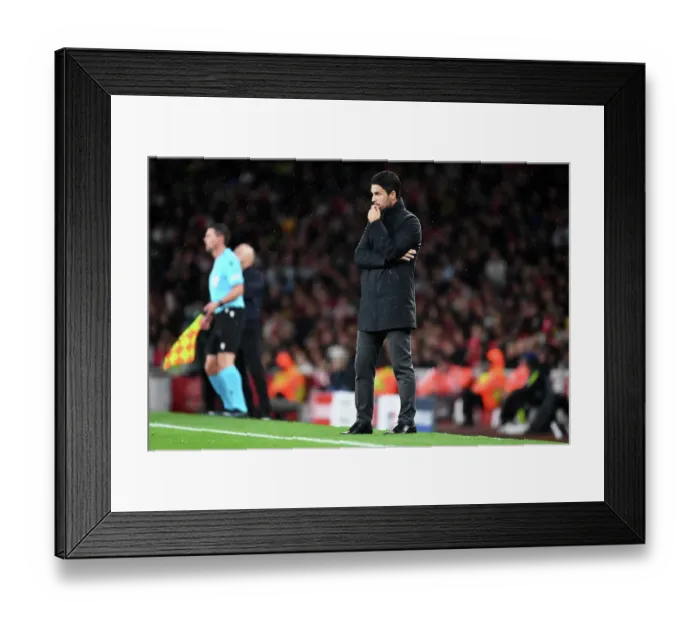 Framed Print : Arsenal FC vs PSV Eindhoven: Mikel Arteta Leads the Gunners in Champions League Clash, 2023-24