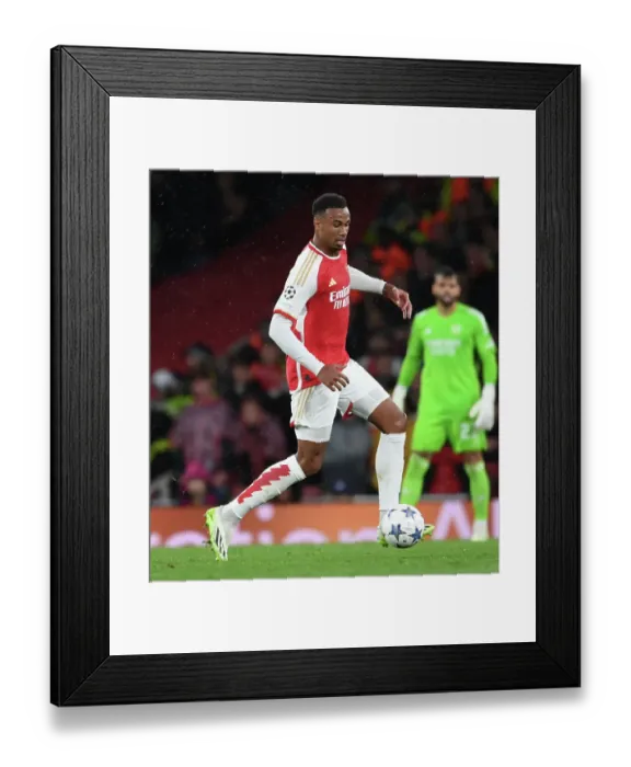 Framed Print : Arsenal vs PSV Eindhoven: Gabriel's Action-Packed Performance in Arsenal's 2023 / 24 UEFA Champions League Home Debut