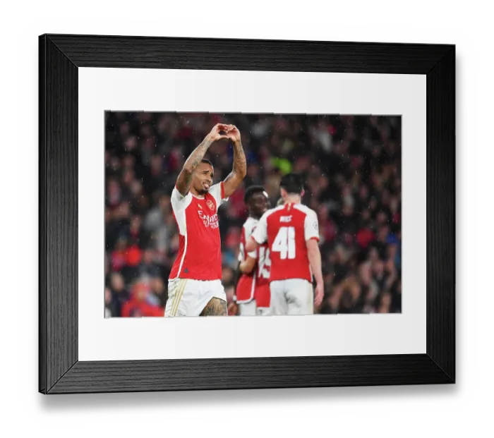 Framed Print : Gabriel Jesus Hat-Trick: Arsenal Dominates PSV Eindhoven in 2023-24 UEFA Champions League