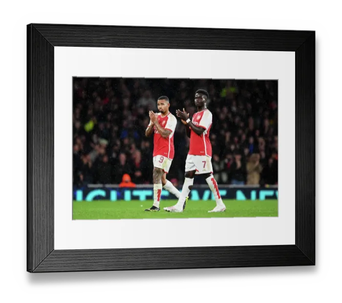 Framed Print : Arsenal FC Bid Farewell: Gabriel Jesus and Bukayo Saka Applaud Emirates Fans vs PSV Eindhoven, UEFA Champions League 2023 / 24 Framed Print : Arsenal FC Bid Farewell: Gabriel Jesus and Bukayo Saka Applaud Emirates Fans vs PSV Eindhoven, UEFA Champions League 2023 / 24