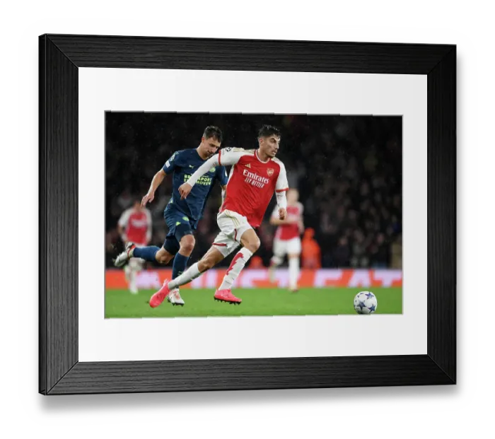 Framed Print : Havertz's High-Octane Performance: Arsenal vs PSV Eindhoven in Champions League Showdown (2023-24)