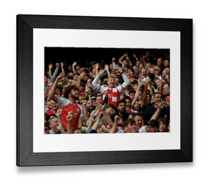 Framed Print : Arsenal's Glorious Moment: Fans Euphoria Unleashed by First Goal vs. Tottenham in 2023-24 Premier League