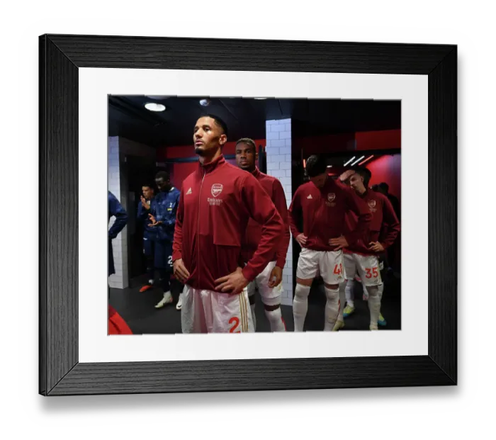 Framed Print : Arsenal's William Saliba Gears Up: Arsenal FC vs. Tottenham Hotspur, Premier League 2023-24