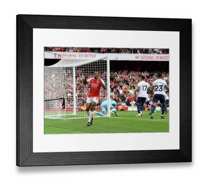 Framed Print : Arsenal's Gabriel Jesus Reacts to Missed Chance Against Tottenham in 2023-24 Premier League
