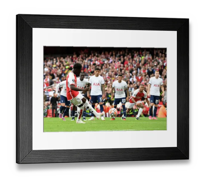 Framed Print : Arsenal's Bukayo Saka Scores Penalty in Derby Win Against Tottenham, 2023-24 Premier League
