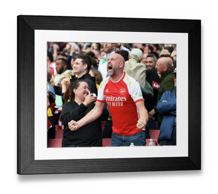 Framed Print : Arsenal Fans Celebrate Second Goal Against Tottenham in 2023-24 Premier League Match