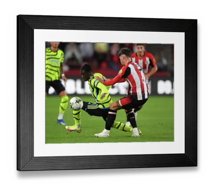 Framed Print : Battle of the Young Stars: Sagoe Jr vs Hickey in Carabao Cup Showdown between Brentford and Arsenal Framed Print : Battle of the Young Stars: Sagoe Jr vs Hickey in Carabao Cup Showdown between Brentford and Arsenal