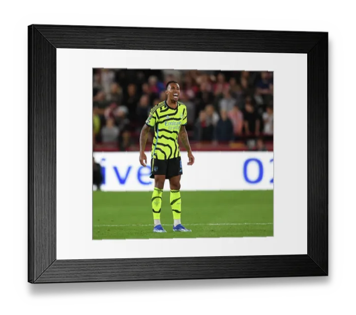 Framed Print : Gabriel's Reaction: Brentford vs Arsenal in Carabao Cup Third Round Framed Print : Gabriel's Reaction: Brentford vs Arsenal in Carabao Cup Third Round