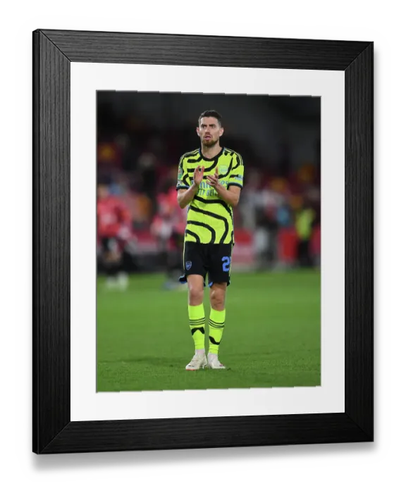 Framed Print : Arsenal's Jorginho Embraces Fans: Carabao Cup Triumph Celebration at Brentford Framed Print : Arsenal's Jorginho Embraces Fans: Carabao Cup Triumph Celebration at Brentford