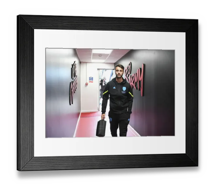 Framed Print : Arsenal's Fabio Vieira Arrives at Vitality Stadium Ahead of AFC Bournemouth Clash (2023-24 Premier League)