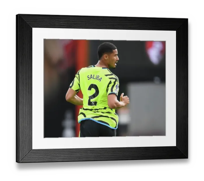 Framed Print : Arsenal's William Saliba Watches AFC Bournemouth vs Arsenal Premier League Match, 2023-24