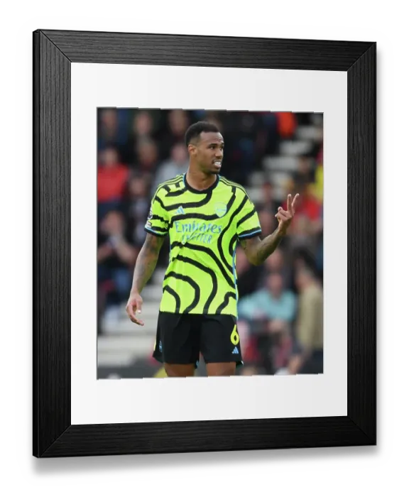 Framed Print : Gabriel of Arsenal Gestures During AFC Bournemouth vs Arsenal FC Premier League Match, 2023-24