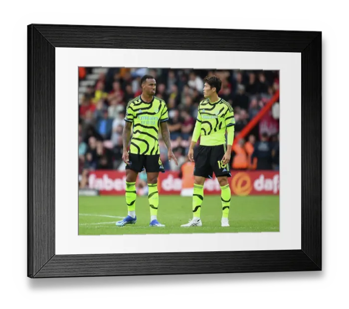 Framed Print : Arsenal's Gabriel and Tomiyasu in Deep Conversation during AFC Bournemouth Clash (2023-24) Framed Print : Arsenal's Gabriel and Tomiyasu in Deep Conversation during AFC Bournemouth Clash (2023-24)