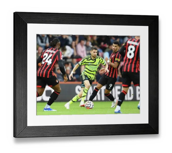 Framed Print : Arsenal's Jorginho Charges Forward in AFC Bournemouth Clash (2023-24 Premier League)
