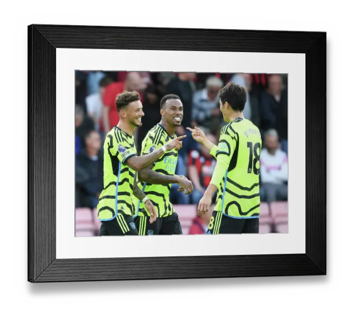 Framed Print : Ben White Scores His Fourth: Arsenal's Thrilling Victory Over AFC Bournemouth in the 2023-24 Premier League