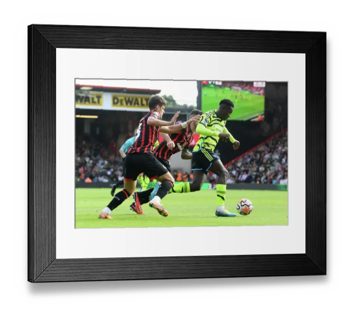 Framed Print : Arsenal's Eddie Nketiah Faces Pressure Against AFC Bournemouth in Premier League Clash (2023-24) Framed Print : Arsenal's Eddie Nketiah Faces Pressure Against AFC Bournemouth in Premier League Clash (2023-24)