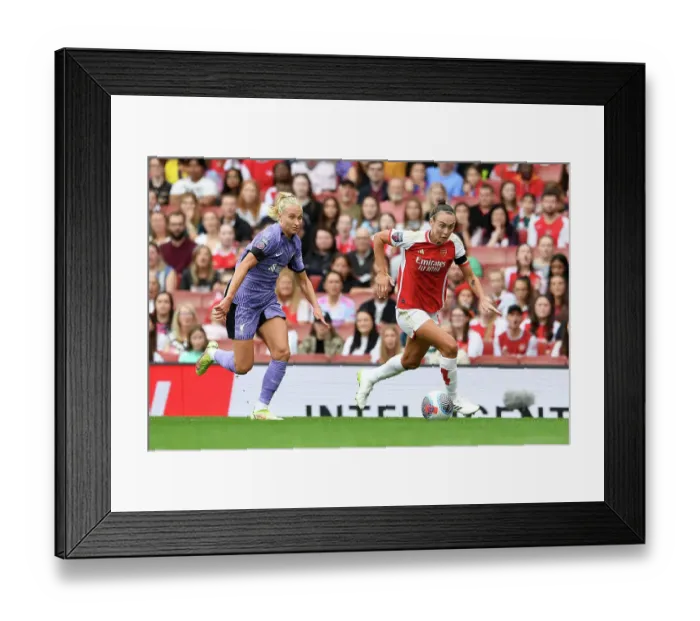Framed Print : Arsenal's Caitlin Foord Outruns Liverpool Defenders in Thrilling Barclays Super League Clash at Emirates Stadium Framed Print : Arsenal's Caitlin Foord Outruns Liverpool Defenders in Thrilling Barclays Super League Clash at Emirates Stadium