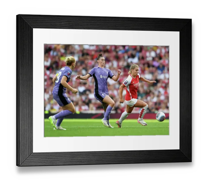 Framed Print : Intense Rivalry: Arsenal Women vs Liverpool Women in the Barclays Super League