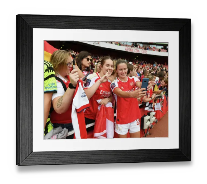 Framed Print : Arsenal FC vs. Liverpool FC: A Selfie Moment at the Barclays Women's Super League Match, 2023-24 Framed Print : Arsenal FC vs. Liverpool FC: A Selfie Moment at the Barclays Women's Super League Match, 2023-24