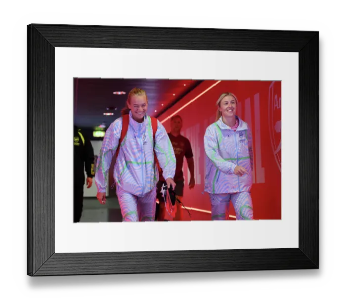 Framed Print : Arsenal Stars Frida Maanum and Leah Williamson Arrive at Emirates Stadium Ahead of Showdown with Liverpool Women (2023-24 Barclays Super League) Framed Print : Arsenal Stars Frida Maanum and Leah Williamson Arrive at Emirates Stadium Ahead of Showdown with Liverpool Women (2023-24 Barclays Super League)