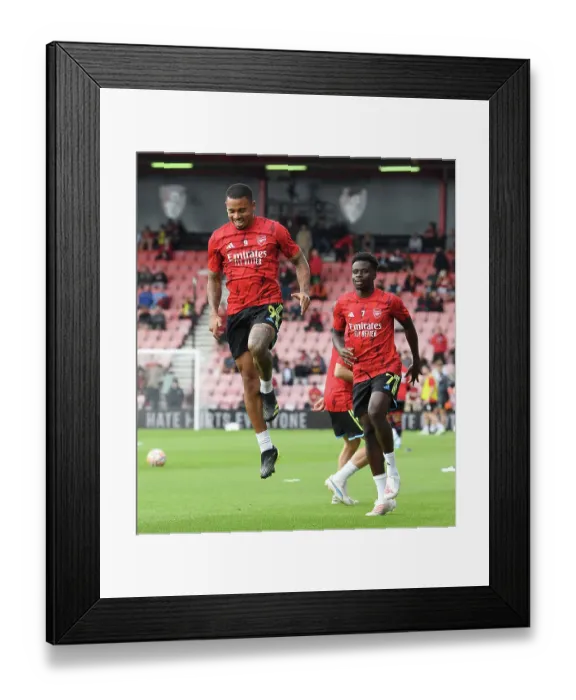 Framed Print : Arsenal's Gabriel Jesus Warming Up Ahead of AFC Bournemouth Clash (2023-24 Premier League)