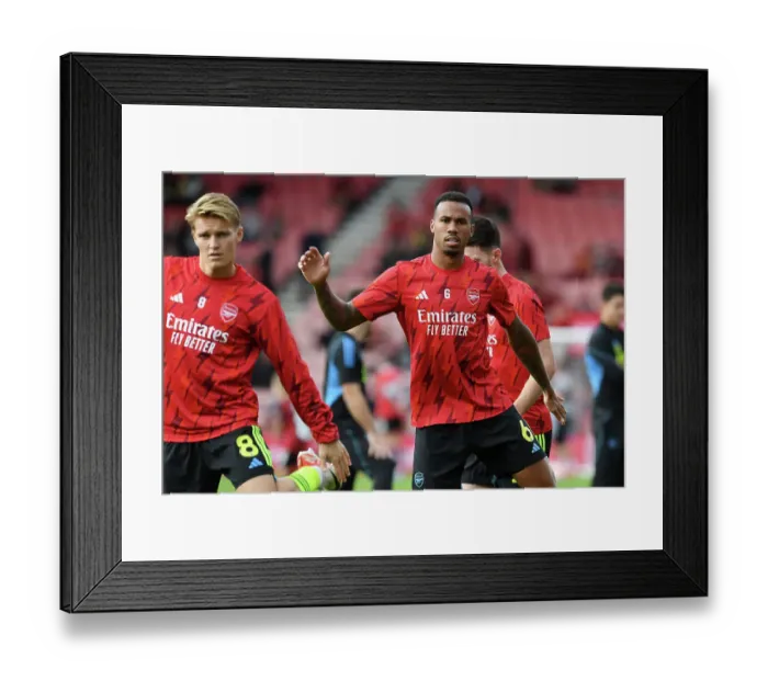Framed Print : Arsenal's Gabriel Prepares for AFC Bournemouth Clash in Premier League (2023-24)
