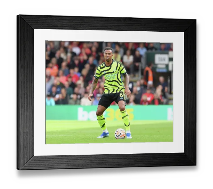 Framed Print : Gabriel Magalhaes: Arsenal's Unyielding Defender in Action Against AFC Bournemouth (2023-24)