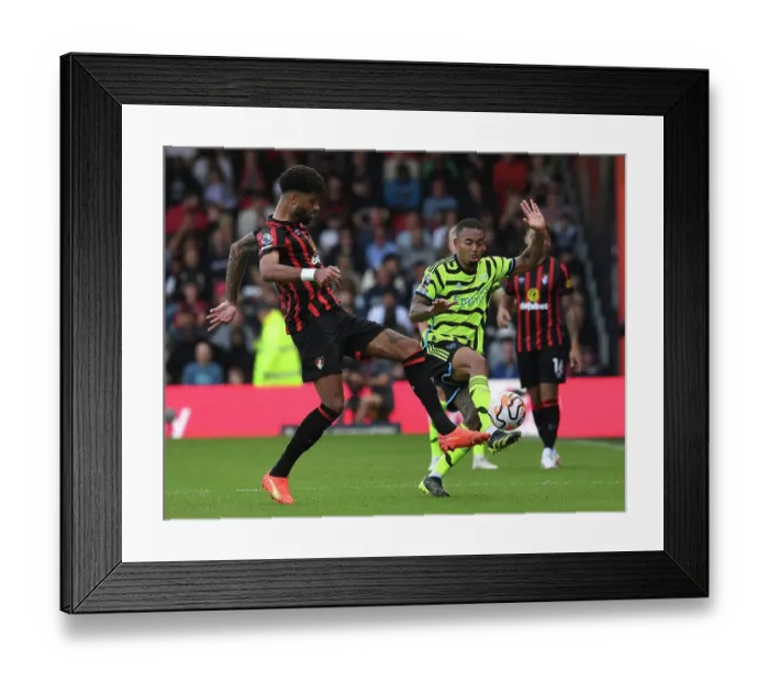 Framed Print : Gabriel Jesus Faces Off Against Philip Billing: AFC Bournemouth vs. Arsenal FC, Premier League 2023-24