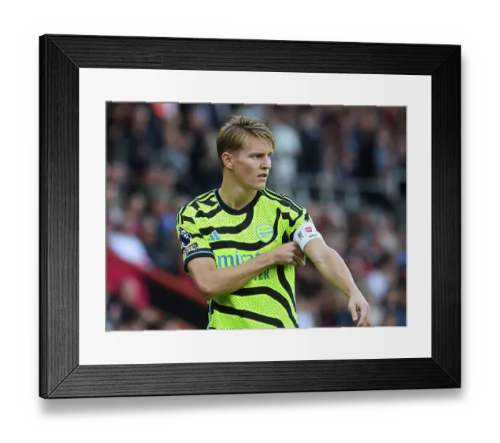 Framed Print : Arsenal's Odegaard Adjusts Armband in AFC Bournemouth Clash (2023-24)