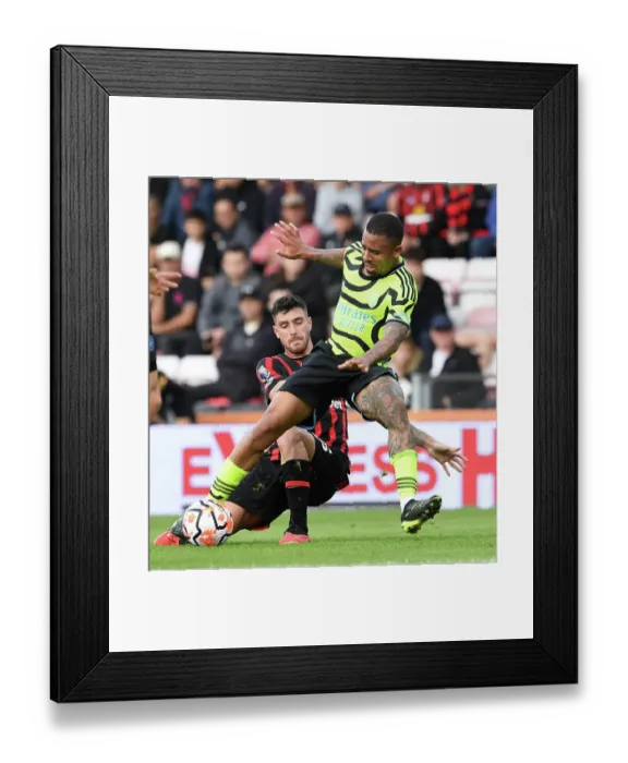 Framed Print : Gabriel Jesus vs Marcos Senesi: Intense Rivalry Unfolds - AFC Bournemouth vs Arsenal FC (2023-24) Framed Print : Gabriel Jesus vs Marcos Senesi: Intense Rivalry Unfolds - AFC Bournemouth vs Arsenal FC (2023-24)