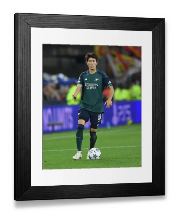 Framed Print : Champions League 2023-24: Takehiro Tomiyasu of Arsenal in Action Against RC Lens