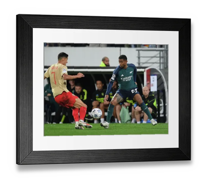 Framed Print : Arsenal's Reice Nelson Shines in RC Lens Showdown - UEFA Champions League 2023 / 24 Framed Print : Arsenal's Reice Nelson Shines in RC Lens Showdown - UEFA Champions League 2023 / 24