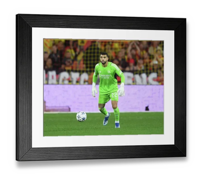 Framed Print : Arsenal's David Raya in Action: RC Lens vs Arsenal, UEFA Champions League 2023-24