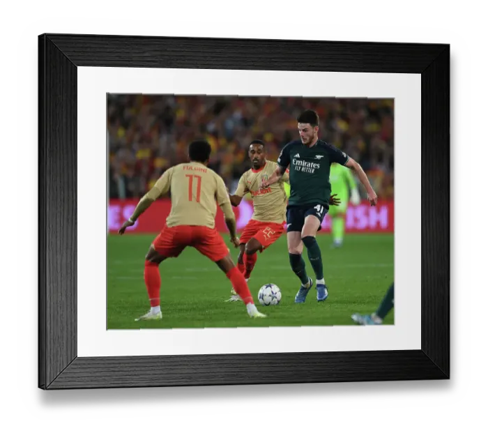 Framed Print : Champions League Showdown: Rice vs. Said - Arsenal's Midfield Titans Clash in RC Lens, 2023-24