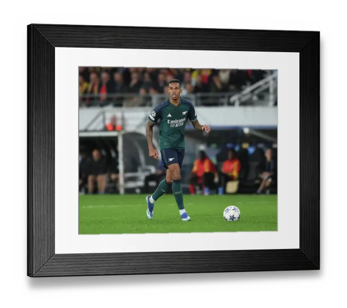 Framed Print : Gabriel Magalhaes in Action: Arsenal vs RC Lens, UEFA Champions League 2023 / 24 Framed Print : Gabriel Magalhaes in Action: Arsenal vs RC Lens, UEFA Champions League 2023 / 24