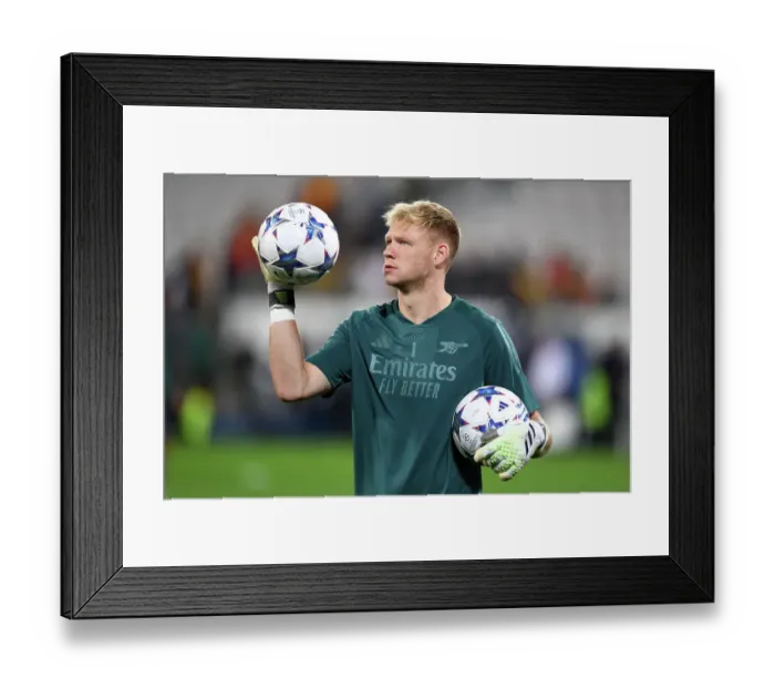 Framed Print : Arsenal's Aaron Ramsdale Gears Up for RC Lens Clash in UEFA Champions League Group Stage (2023-24)