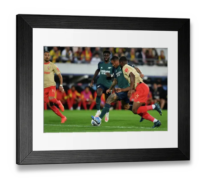 Framed Print : Gabriel Jesus Scores First Arsenal Goal: Arsenal Triumphs Over RC Lens in UEFA Champions League (2023-24)