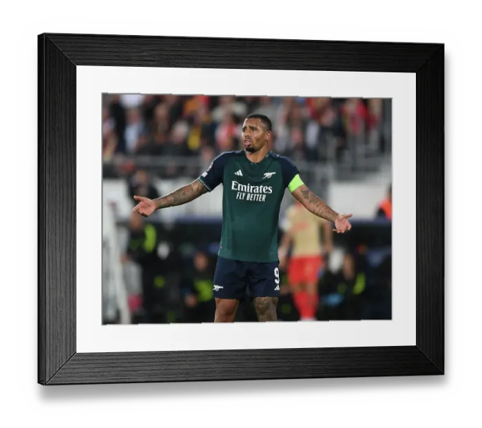 Framed Print : Gabriel Jesus in Action: Arsenal vs. RC Lens, UEFA Champions League 2023 / 24