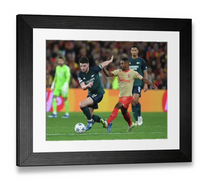 Framed Print : Declan Rice Faces Off Against Wesley Said: Arsenal vs. RC Lens, UEFA Champions League 2023 / 24 Framed Print : Declan Rice Faces Off Against Wesley Said: Arsenal vs. RC Lens, UEFA Champions League 2023 / 24