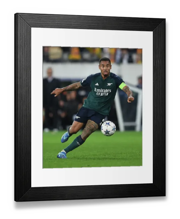 Framed Print : Gabriel Jesus in Action: Thrilling UEFA Champions League Showdown between Arsenal and RC Lens, 2023-24