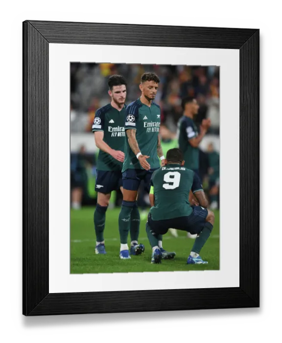 Framed Print : Arsenal's Ben White and Gabriel Jesus: Champions League Victory Celebration against RC Lens (2023-24) Framed Print : Arsenal's Ben White and Gabriel Jesus: Champions League Victory Celebration against RC Lens (2023-24)