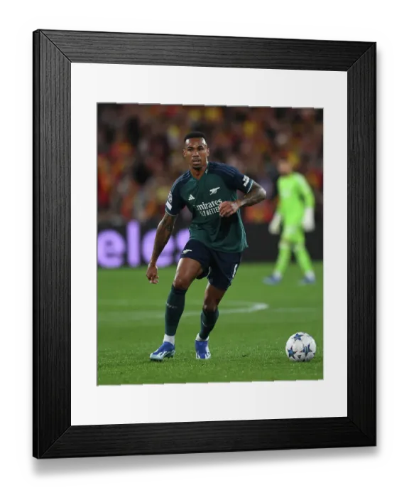 Framed Print : Gabriel Jesus in Action: Arsenal's Thrilling UEFA Champions League Battle against RC Lens, 2023-24