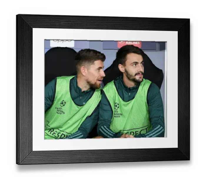 Framed Print : Arsenal FC's Jorginho and Fabio Vieira Pre-Match Moment at RC Lens, UEFA Champions League 2023 / 24 Framed Print : Arsenal FC's Jorginho and Fabio Vieira Pre-Match Moment at RC Lens, UEFA Champions League 2023 / 24